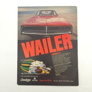VTG Dodge Charger R/T Wailer Advertising Print Ad Promo Art 1969 Muscle Car Deco